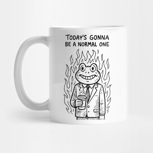 Today’s Gonna Be a Normal One – Chaos Frog in Suit Coffee Meme Design by Designed By Marty